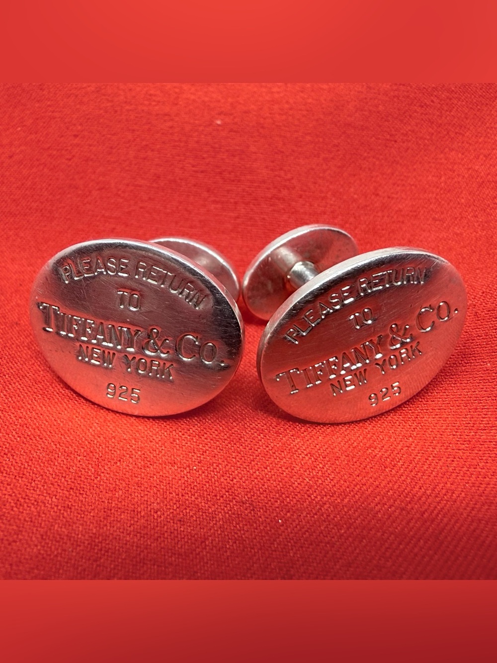 Tiffany & Co. Sterling Silver  Return to Tiffany Oval Logo Cufflinks -
